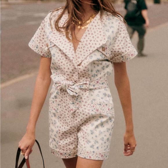Sezane GALLIPOLI JUMPSUIT Patchwork Size 40 US 8 Floral NEW